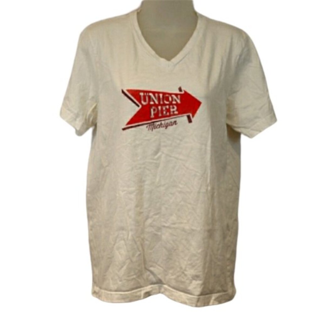 Bella + Canvas White 100% Cotton Tshirt Union Pier Michigan Medium